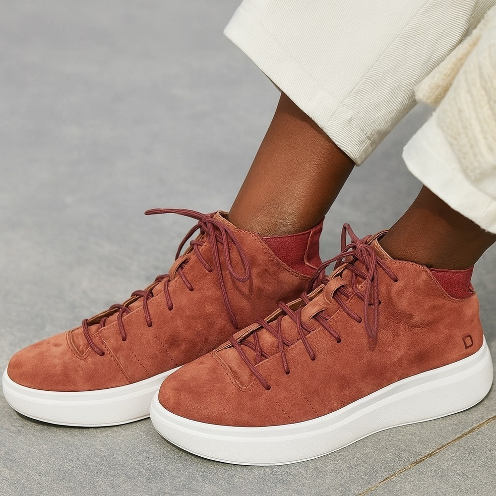 Tsubo Women's Ayumu Hi Top Sneaker in Maroon Suede/ Leather  Size US 7